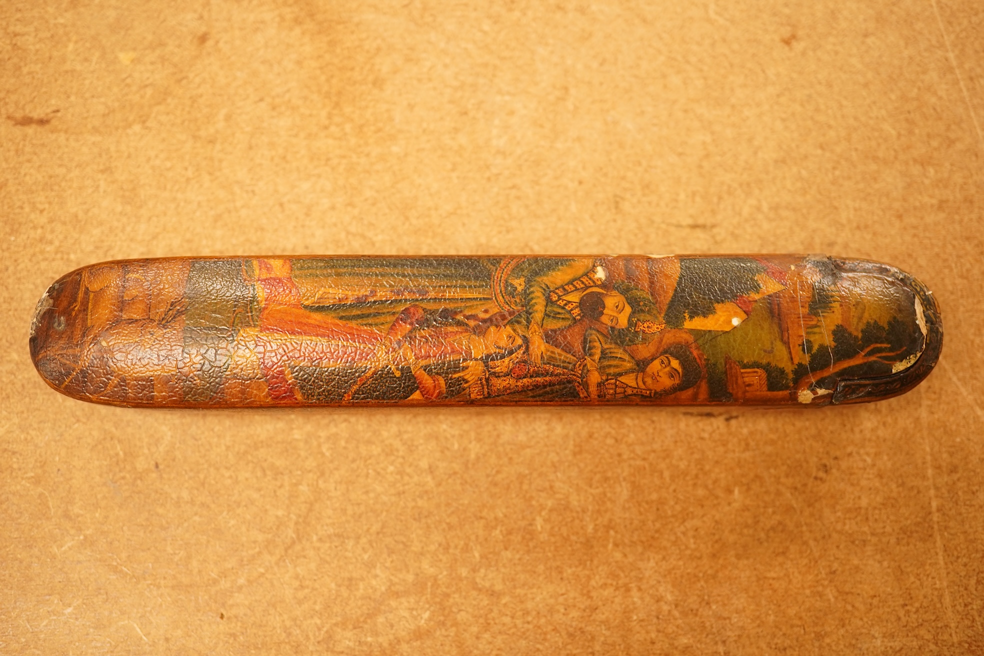 A 19th century Persian scribe’s pen box (qalamdan), 22.5cm long